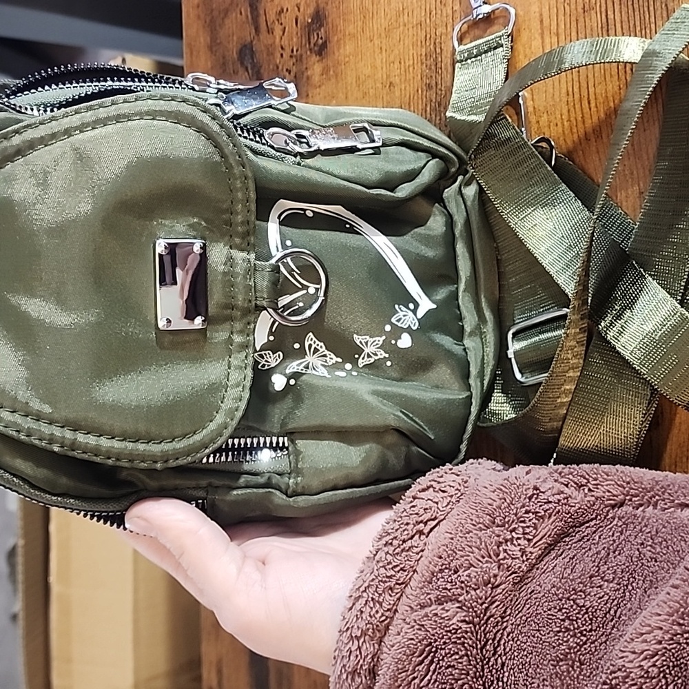1pc Womens Nylon Shoulder Bag With Heart And Butterflies Pattern-casual Mini - Picture 2 of 10